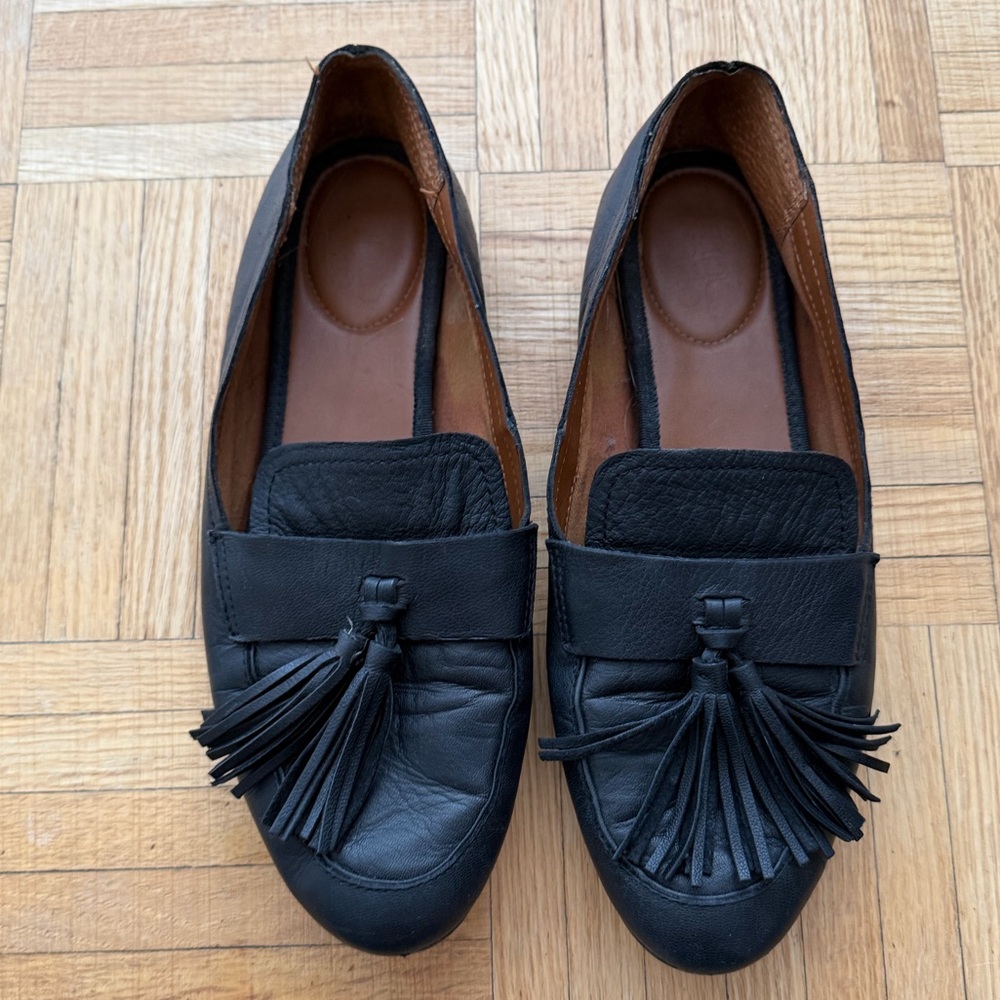 Franco Sarto Classic Black Leather Loafers